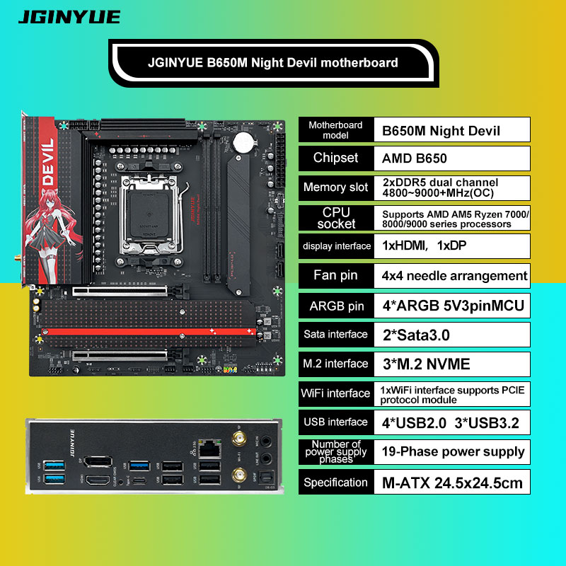 JGINYUE B650M NIGHT DEVIL Desk - X870E Atx Motherboard review and price