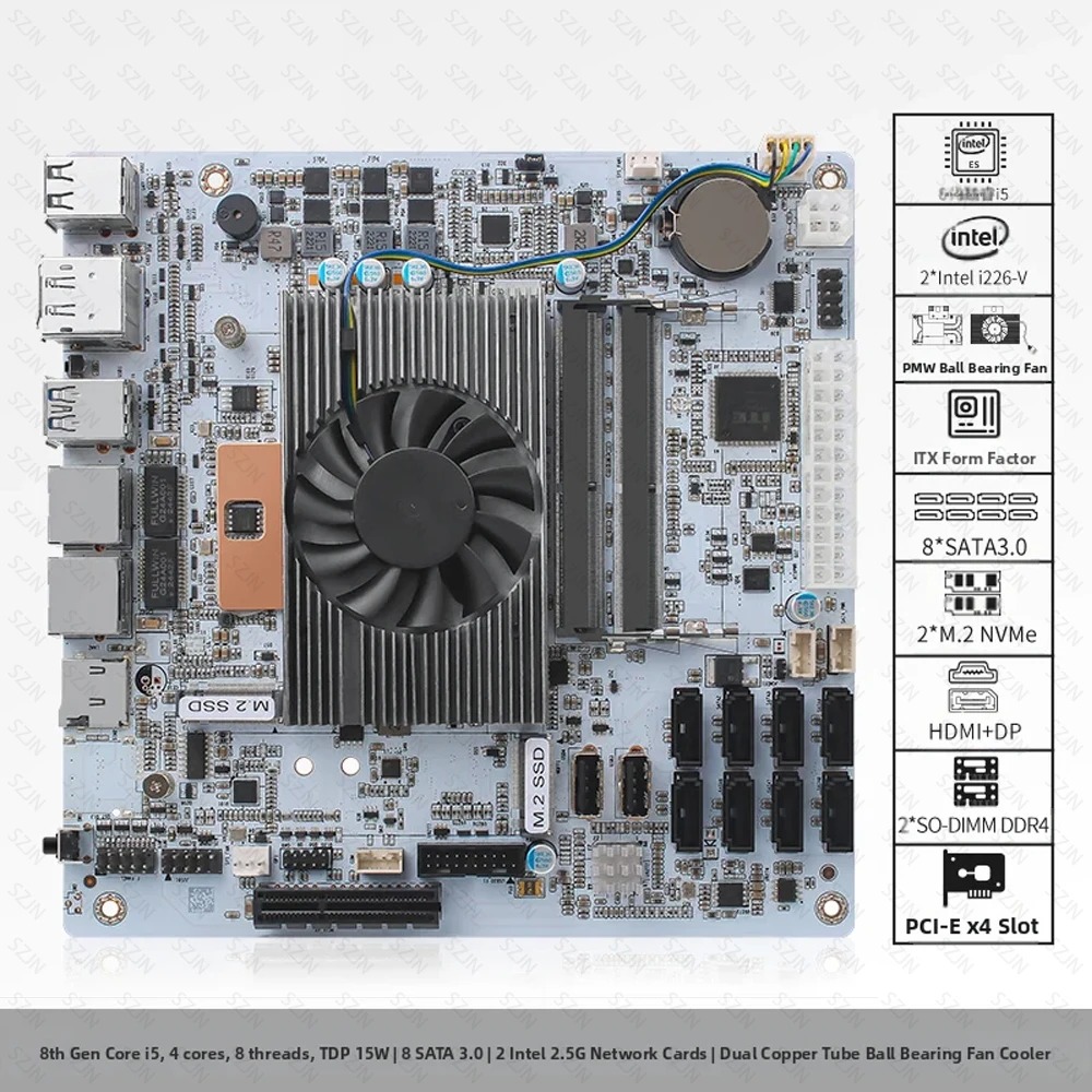 I5-8265U ES 8 SATA NAS Motherb - Mini Itx Dual 2.5G Nas Motherboard review and price